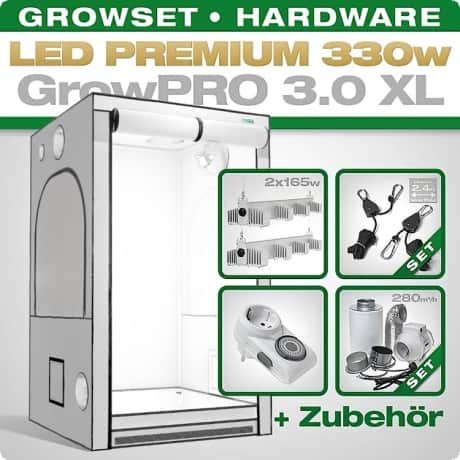 Growbox Komplettset LED GrowPRO XL + 2x Q4WL | growboxen.eu