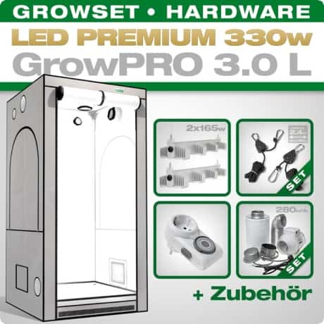 Growbox Komplettset LED GrowPRO L + 2x Q4WL | growboxen.eu