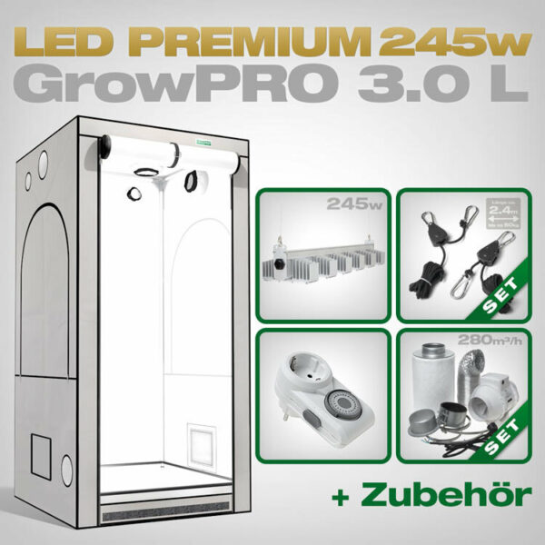 Growbox Komplettset LED GrowPRO L + 1x Q6W | growboxen.eu