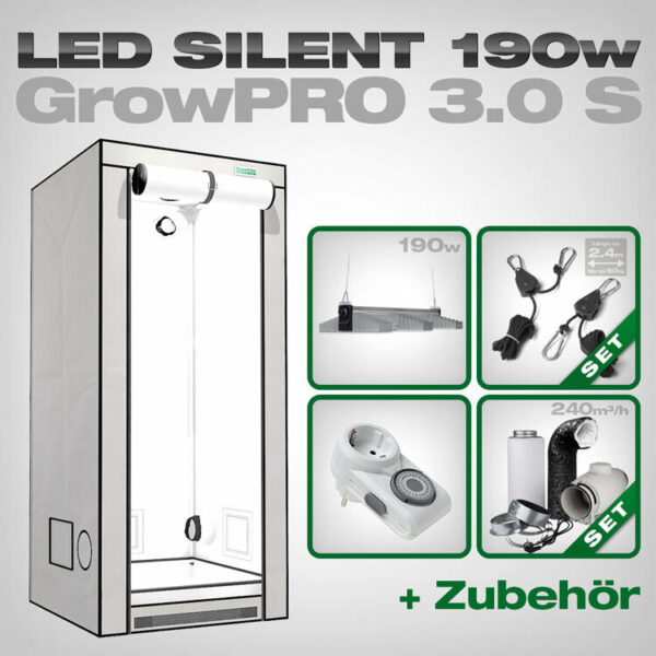 Growbox Komplettset LED GrowPRO S + 1x EVO 3-80 | growboxen.eu