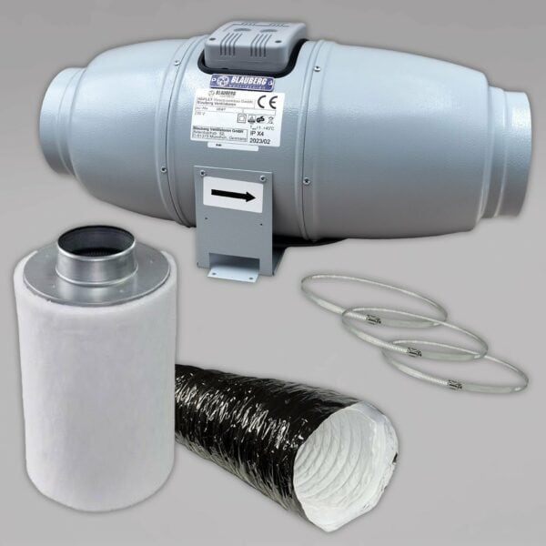 Abluft Komplettset, mit Blauberg Iso-Mix Silent Lüfter 175/233 m³/h