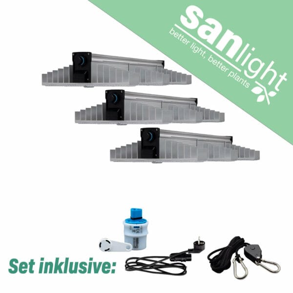 SANlight EVO 1.5 LED Beleuchtungsset, mit Kabel und Dimmer SANlight EVO 3-100 1.5 3 Stück Bluetooth Dimmer