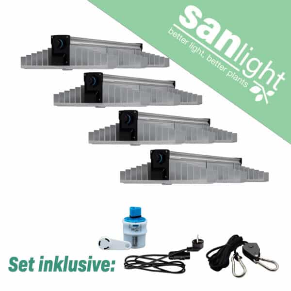 SANlight EVO 1.5 LED Beleuchtungsset, mit Kabel und Dimmer SANlight EVO 3-100 1.5 4 Stück Magnetdimmer