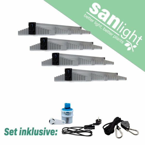 SANlight EVO 1.5 LED Beleuchtungsset, mit Kabel und Dimmer SANlight EVO 4-100 1.5 4 Stück Magnetdimmer