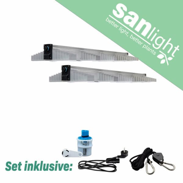 SANlight EVO 1.5 LED Beleuchtungsset, mit Kabel und Dimmer SANlight EVO 5-100 1.5 2 Stück Magnetdimmer