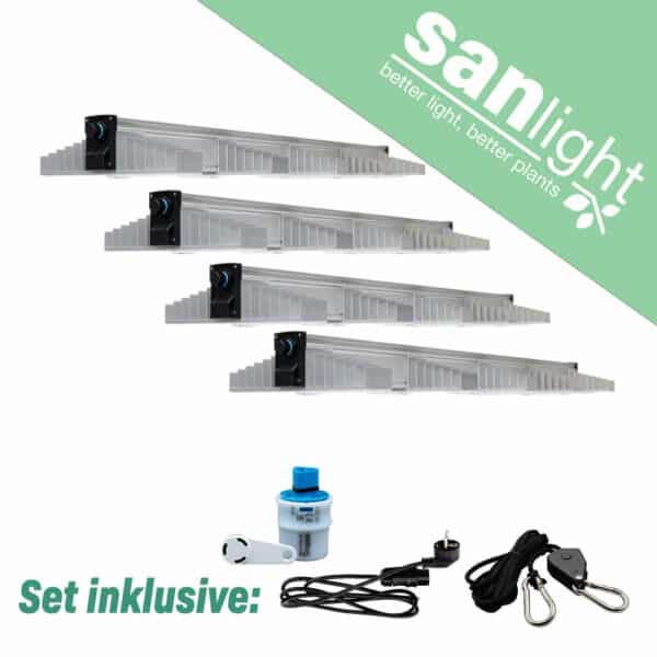 SANlight EVO 1.5 LED Beleuchtungsset, mit Kabel und Dimmer SANlight EVO 5-100 1.5 4 Stück Magnetdimmer