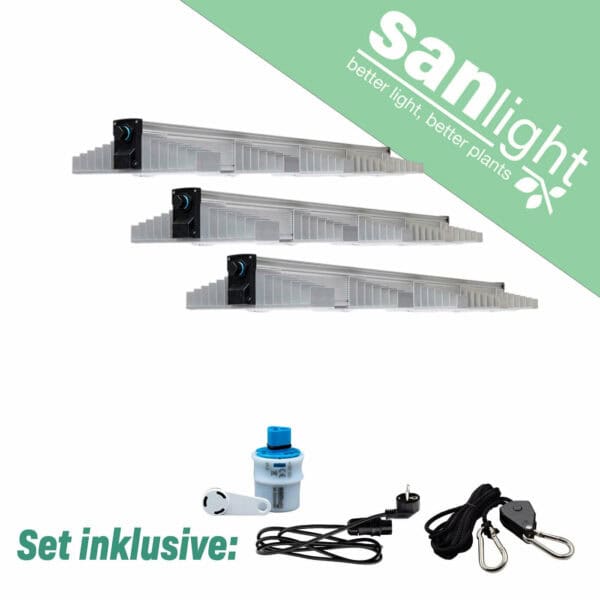 SANlight EVO 1.5 LED Beleuchtungsset, mit Kabel und Dimmer SANlight EVO 5-150 1.5 3 Stück Bluetooth Dimmer