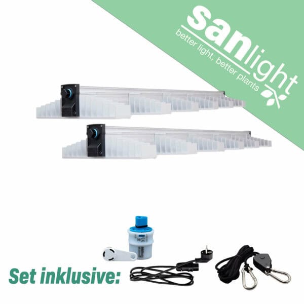 SANlight EVO 1.5 LED Beleuchtungsset, mit Kabel und Dimmer SANlight EVO 6-150 1.5 2 Stück Magnetdimmer