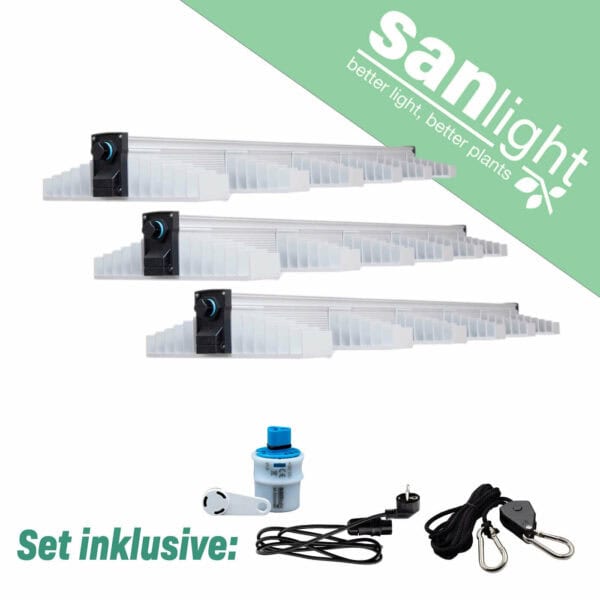 SANlight EVO 1.5 LED Beleuchtungsset, mit Kabel und Dimmer SANlight EVO 6-150 1.5 3 Stück Bluetooth Dimmer