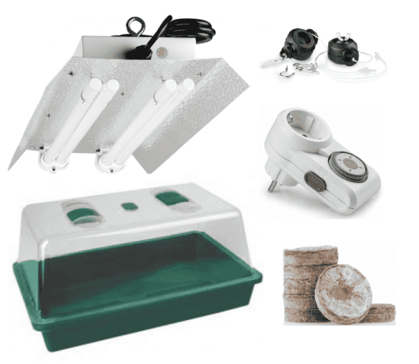 Stecklingsset und Anzuchtset mit 2x55W Leuchtstoffröhren, unbeheizt